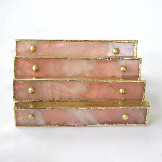 Set of 4 Rose Quartz Agate Handle/Pull/Barbarella