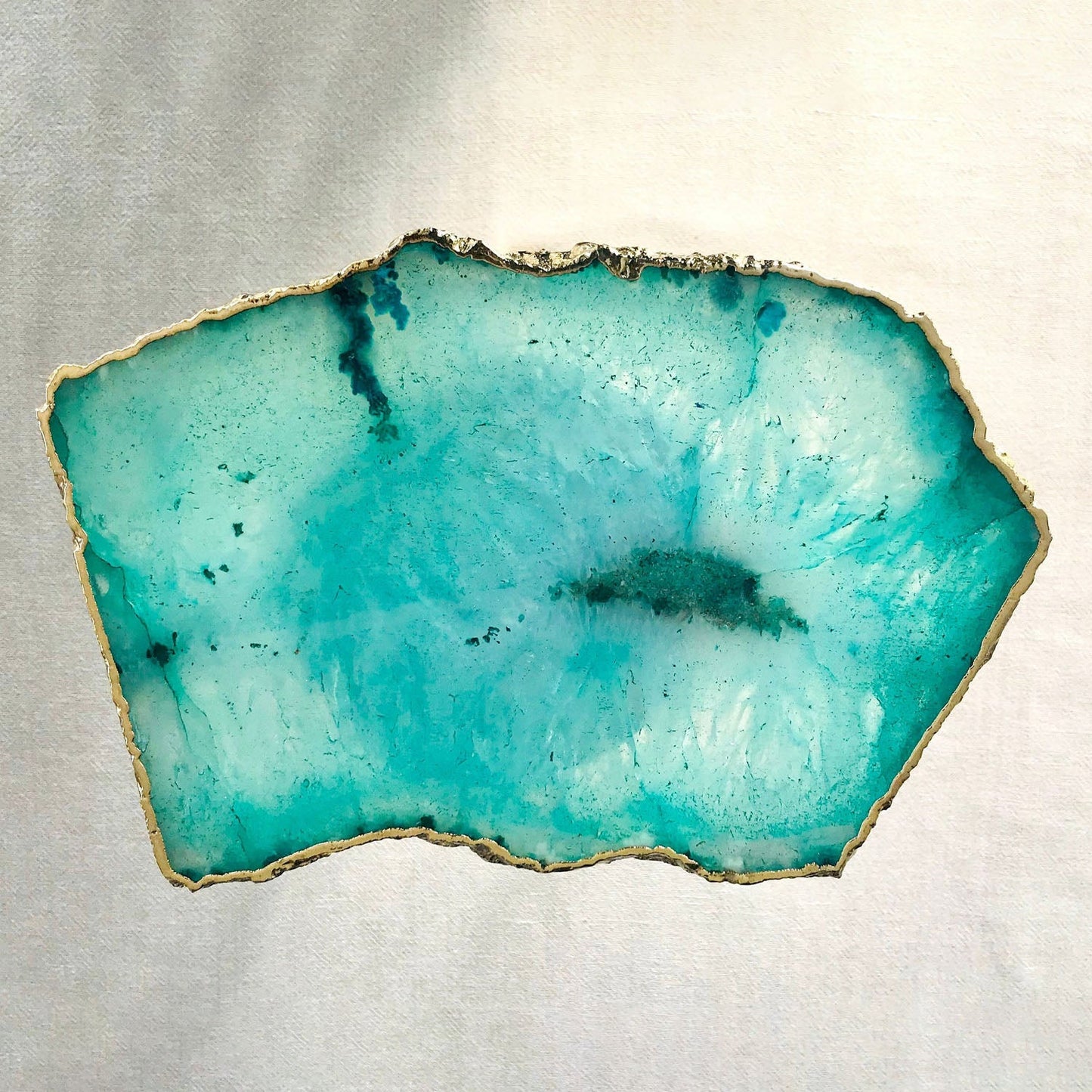 Small Aqua Agate/Single Piece/Crystal/Gemstone/Quartz Organic Edge Side/Drink/Table
