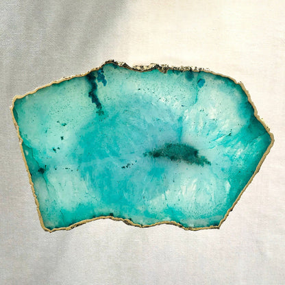 Small Aqua Agate/Single Piece/Crystal/Gemstone/Quartz Organic Edge Side/Drink/Table