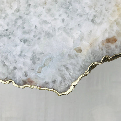 Large White Grey Agate/Single Piece/Crystal/Gemstone/Quartz Organic Edge Side/Coffee Table