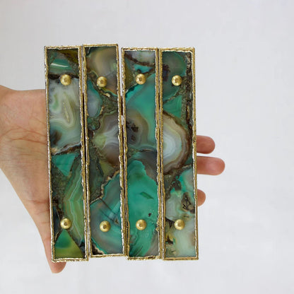 Set of 4 Green Agate Handle/Pull/Barbarella