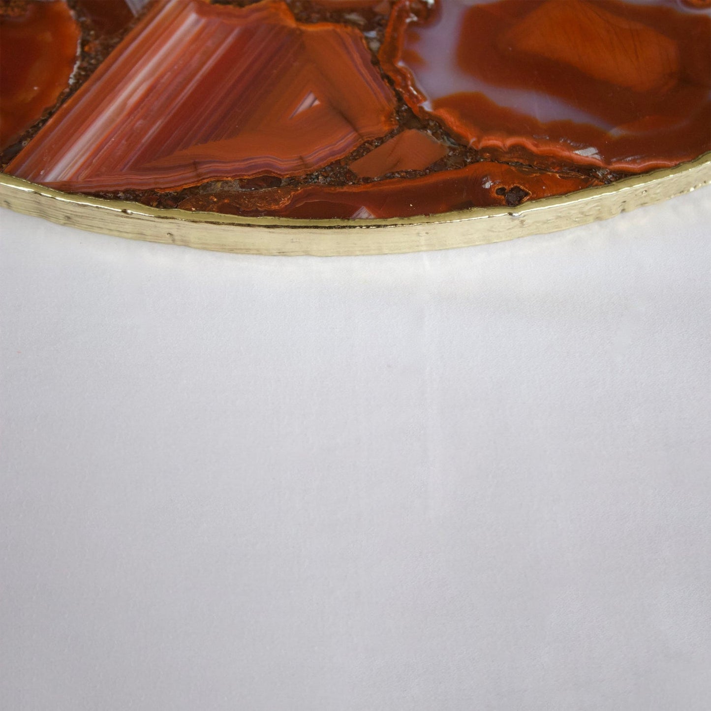 Red Agate Serving Tray With Brass Handles | Circular