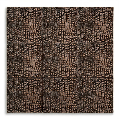 Croc Skin Metal Wall Tile Set | Textured Copper & Brass Decorative Wall Panels
