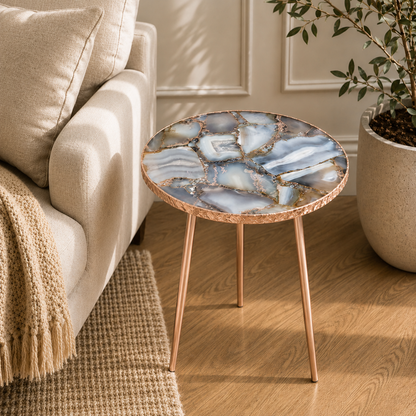 Banded Agate Round Side Table