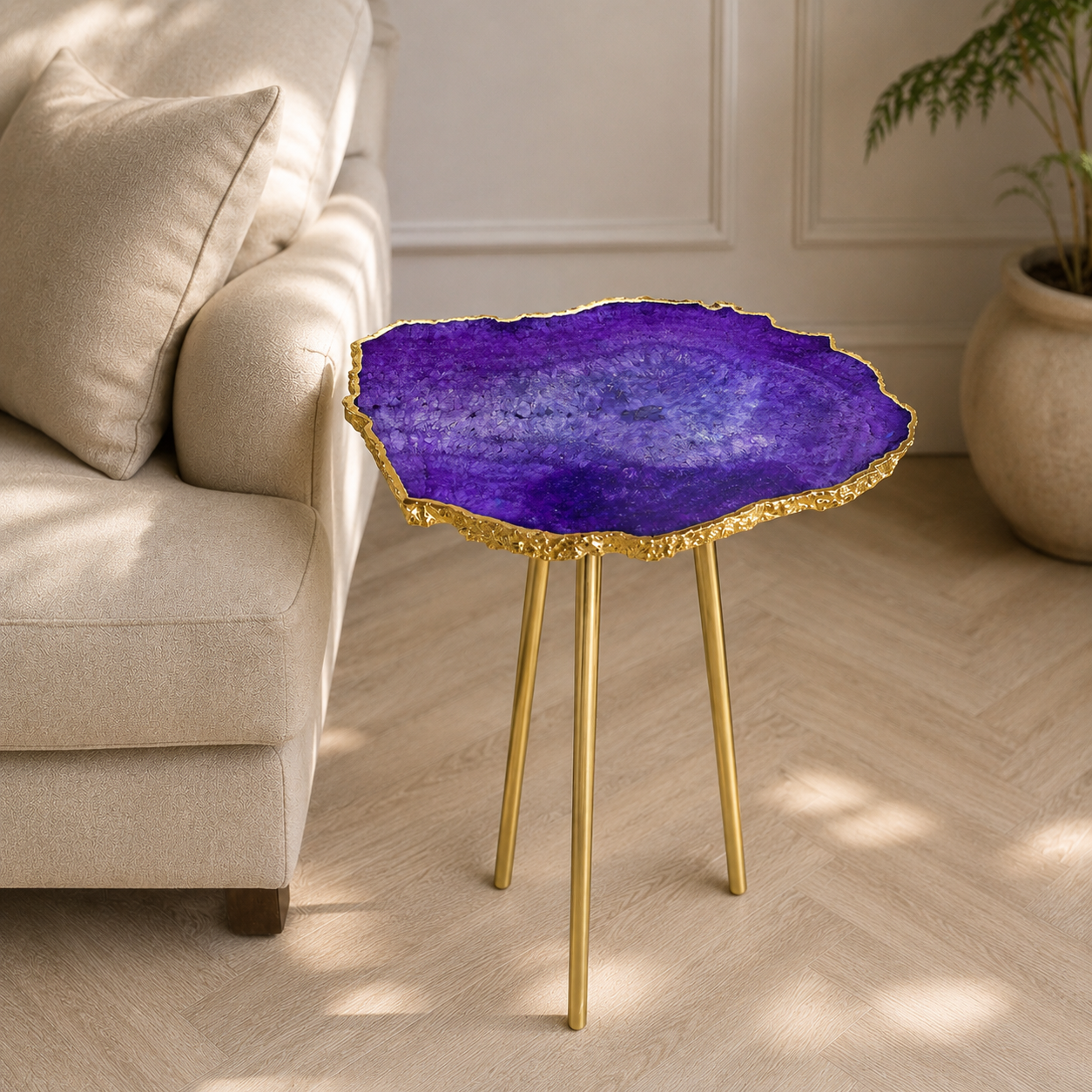 Small Purple Agate Organic Edge Side Table