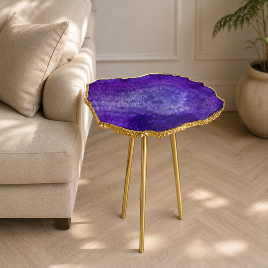 Small Purple Agate Organic Edge Side Table