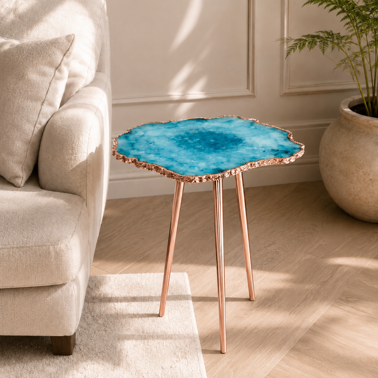 Small Blue Agate Organic Edge Side Table