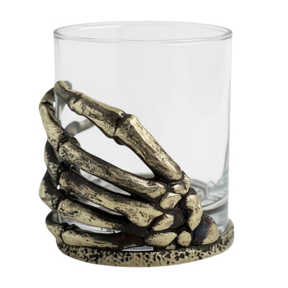 Set of 2 & Set of 4 – Skeleton Hand Whisky Glasses | Statement Barware & Halloween Drinkware | Gold, Silver or Antique Finish