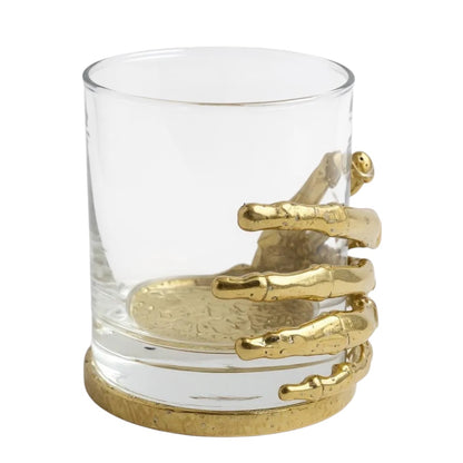 Set of 2 & Set of 4 – Skeleton Hand Whisky Glasses | Statement Barware & Halloween Drinkware | Gold, Silver or Antique Finish
