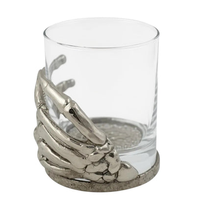 Set of 2 & Set of 4 – Skeleton Hand Whisky Glasses | Statement Barware & Halloween Drinkware | Gold, Silver or Antique Finish