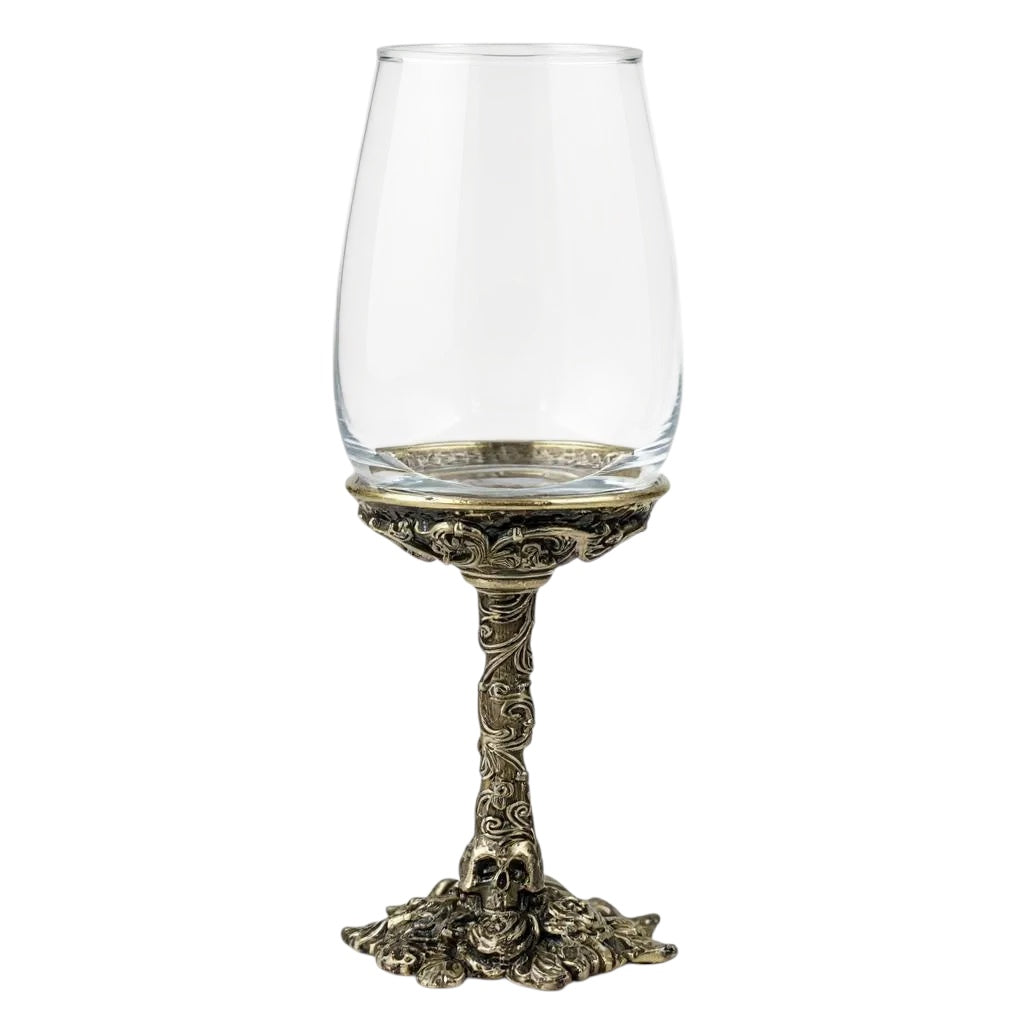 Gothic Skull & Roses Wine Glasses | Designer Statement Drinkware | Set of 2 / Set of 4