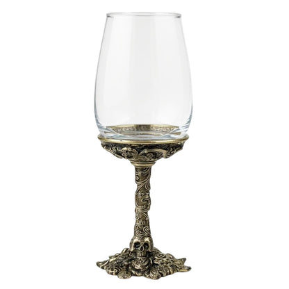 Gothic Skull & Roses Wine Glasses | Designer Statement Drinkware | Set of 2 / Set of 4