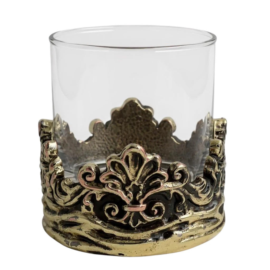 Intricate Baroque Crown Whisky Glasses | Statement Barware & Luxury Drinkware |  | Set of 2 & Set of4