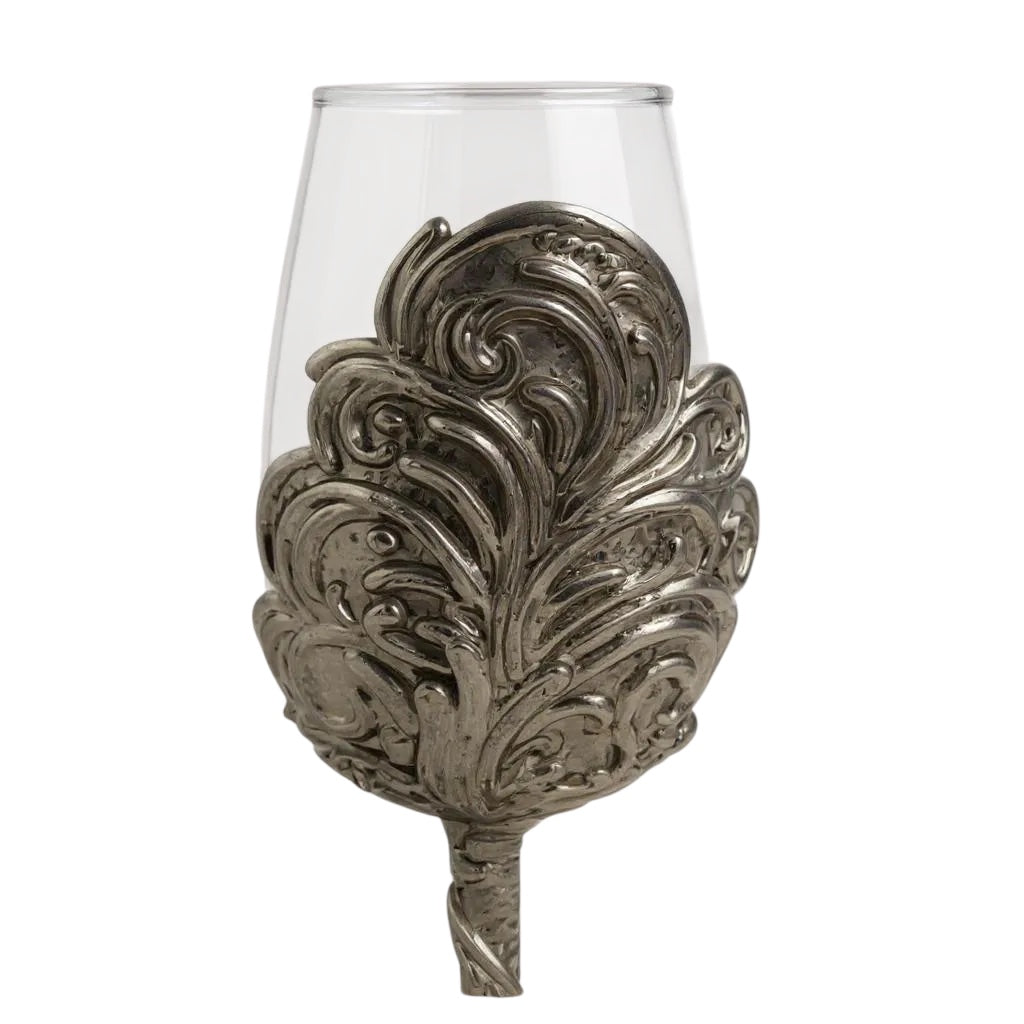 Intricate Leaf & Ambi Design Wine Glasses | Designer Statement Drinkware  | Set of 2 / Set of 4