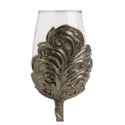 Intricate Leaf & Ambi Design Wine Glasses | Designer Statement Drinkware  | Set of 2 / Set of 4