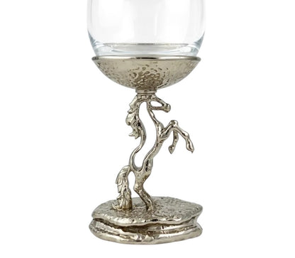 Stallion wine glass set | electroformed horse base designer stemware  | Set of 2 / Set of 4