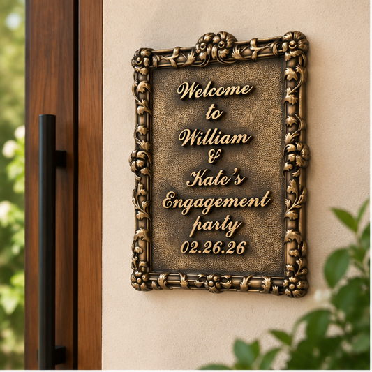 Personalised Engagement Plaque – Brass, Names & Date