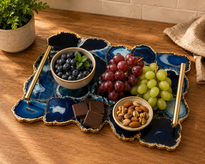 Large Blue Agate Organic Edge Tray
