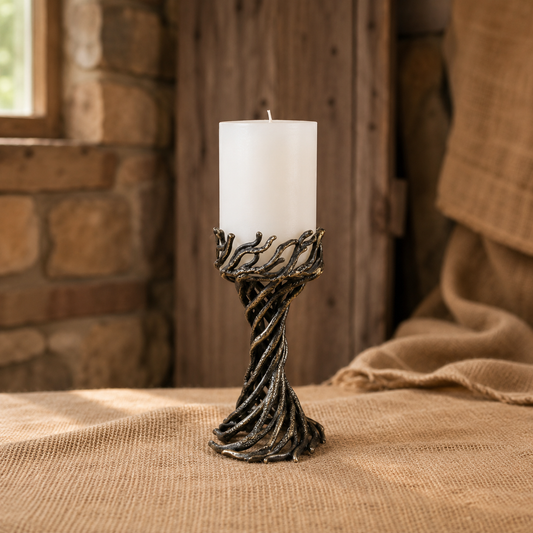 Bark Sculptural Pillar Candle Holder