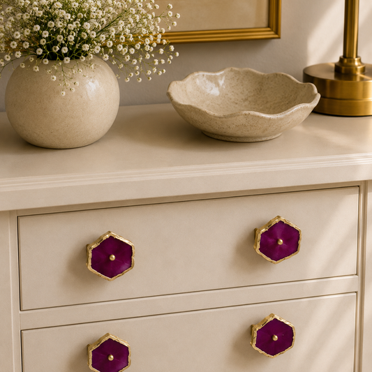 Magenta Agate Cabinet Pulls - Set of 6