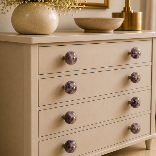 Amethyst Agate Cabinet Pulls - Set of 4