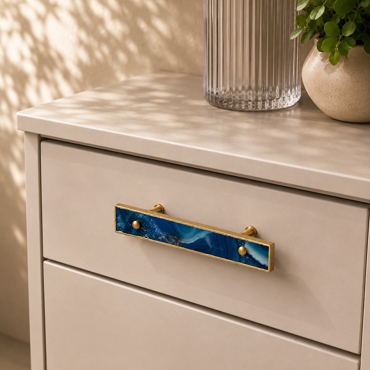 Blue Agate Cabinet Handle - Set of 4