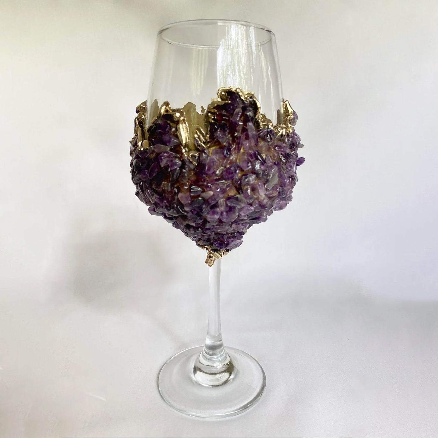 Amethyst Crystal Wine Glass – set of 2 amethyst wine glasses, handcrafted India