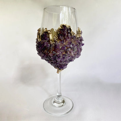 Amethyst Crystal Wine Glass – set of 2 amethyst wine glasses, handcrafted India