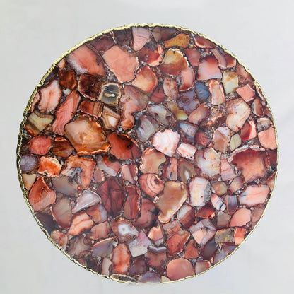 Red Agate Round Edge Side/Coffee Table