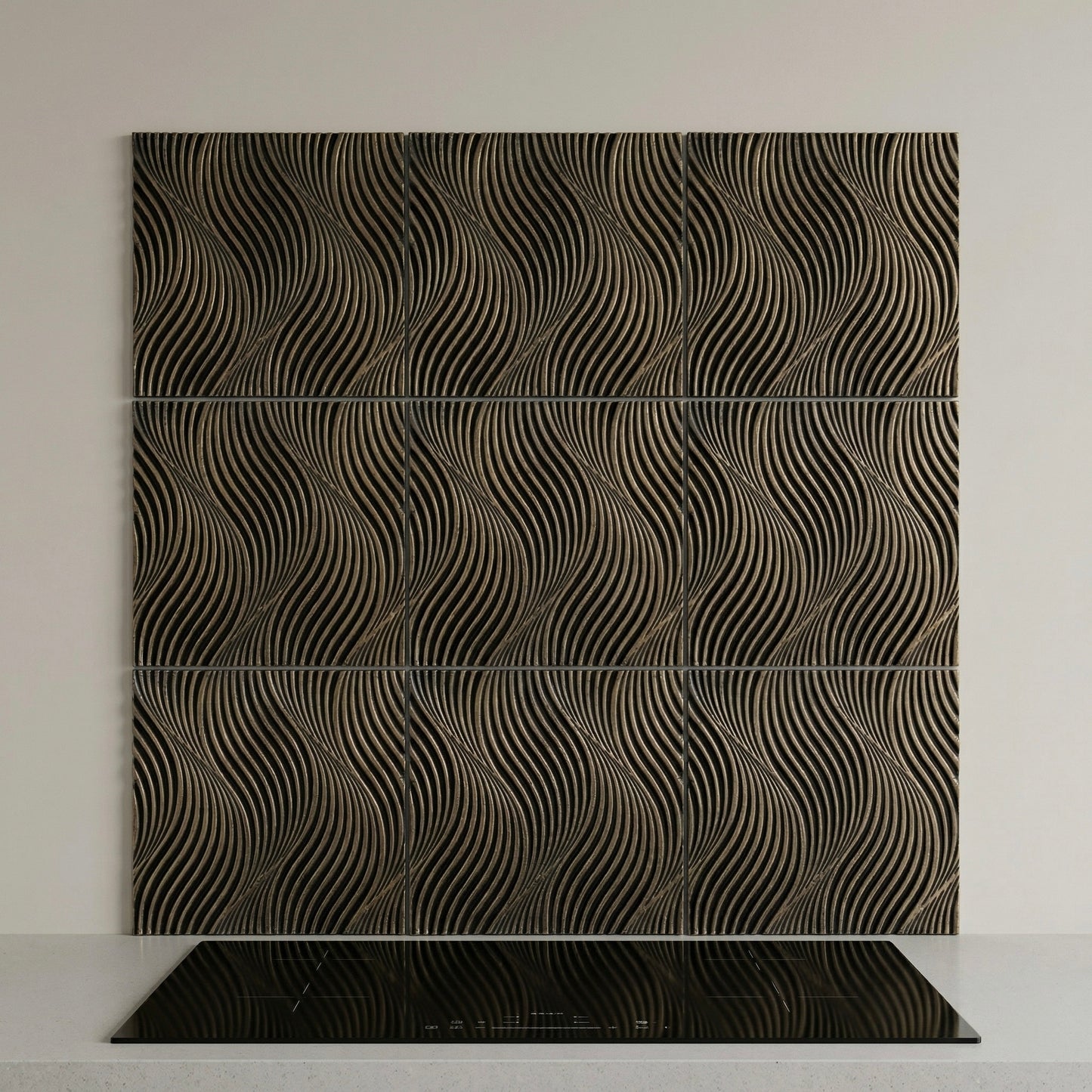Geometric Dune Metal Wall Panels – Electroformed Copper & Brass Decorative Tile Set (Set of 4)