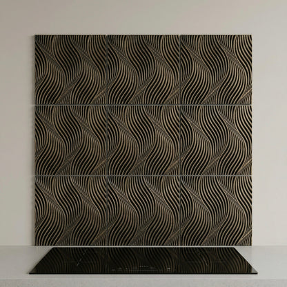 Geometric Dune Metal Wall Panels – Electroformed Copper & Brass Decorative Tile Set (Set of 4)