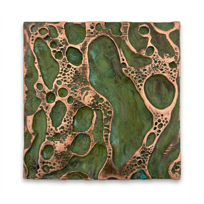 Cosmic Craters Metal Wall Tile Set | Handcrafted 3D Decorative Wall Panels