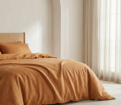 Linen Cotton Mix Duvet Set | 3 Piece Duvet Cover Set | Pre-washed