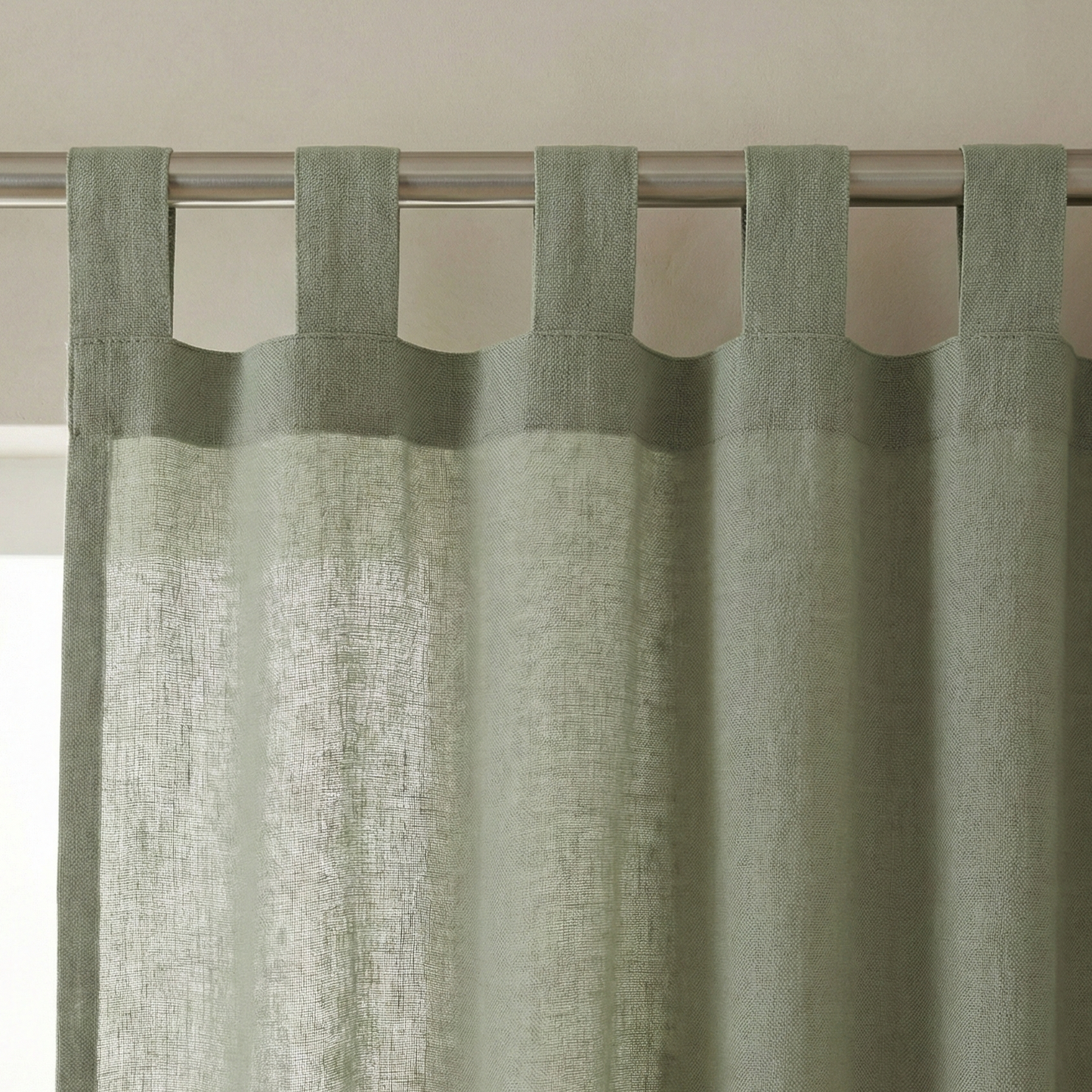Viscose Linen Tab Top Curtain Panel – Light Filtering Semi Sheer Soft Viscose Linen Curtains (Single Panel)