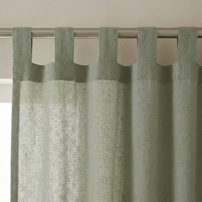 Viscose Linen Tab Top Curtain Panel – Light Filtering Semi Sheer Soft Viscose Linen Curtains (Single Panel)
