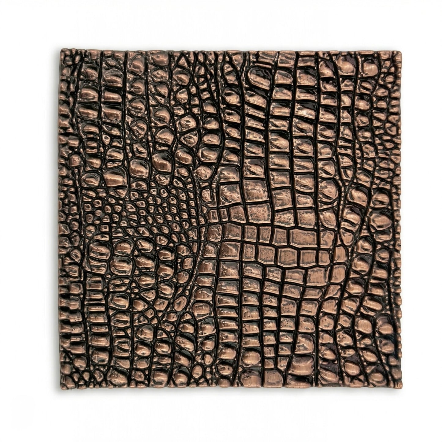 Croc Skin Metal Wall Tile Set | Textured Copper & Brass Decorative Wall Panels