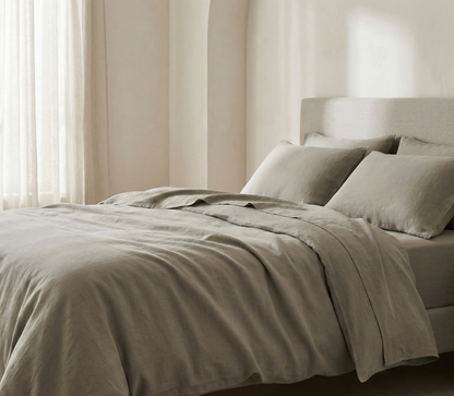 Linen Cotton Mix Duvet Set | 3 Piece Duvet Cover Set | Pre-washed