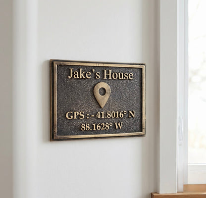 GPS Coordinates Plaque | Handcrafted brass plaque with GPS location