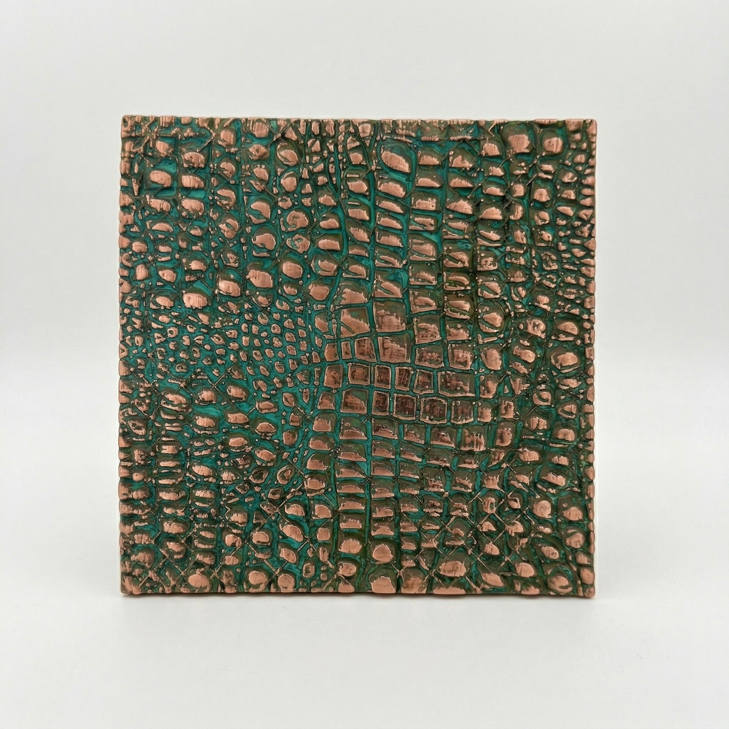 Croc Skin Metal Wall Tile Set | Textured Copper & Brass Decorative Wall Panels