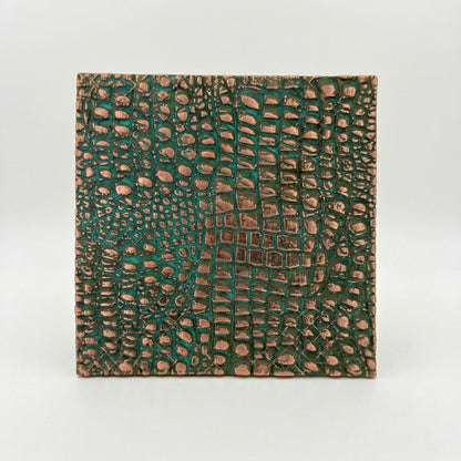 Croc Skin Metal Wall Tile Set | Textured Copper & Brass Decorative Wall Panels