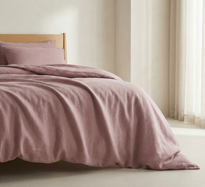 Linen Cotton Mix Duvet Set | 3 Piece Duvet Cover Set | Pre-washed