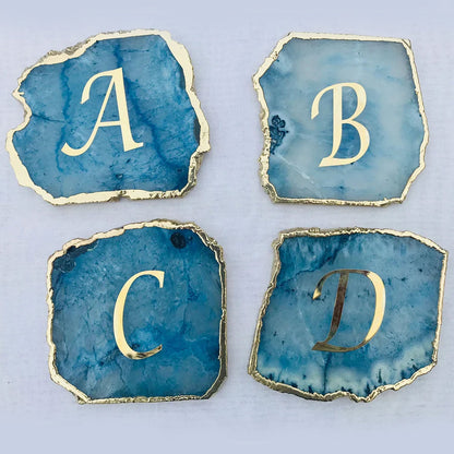 Blue Agate - Set of 4 Large Coasters/Personalised Momentos