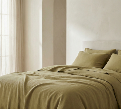 Linen Cotton Mix Duvet Set | 3 Piece Duvet Cover Set | Pre-washed