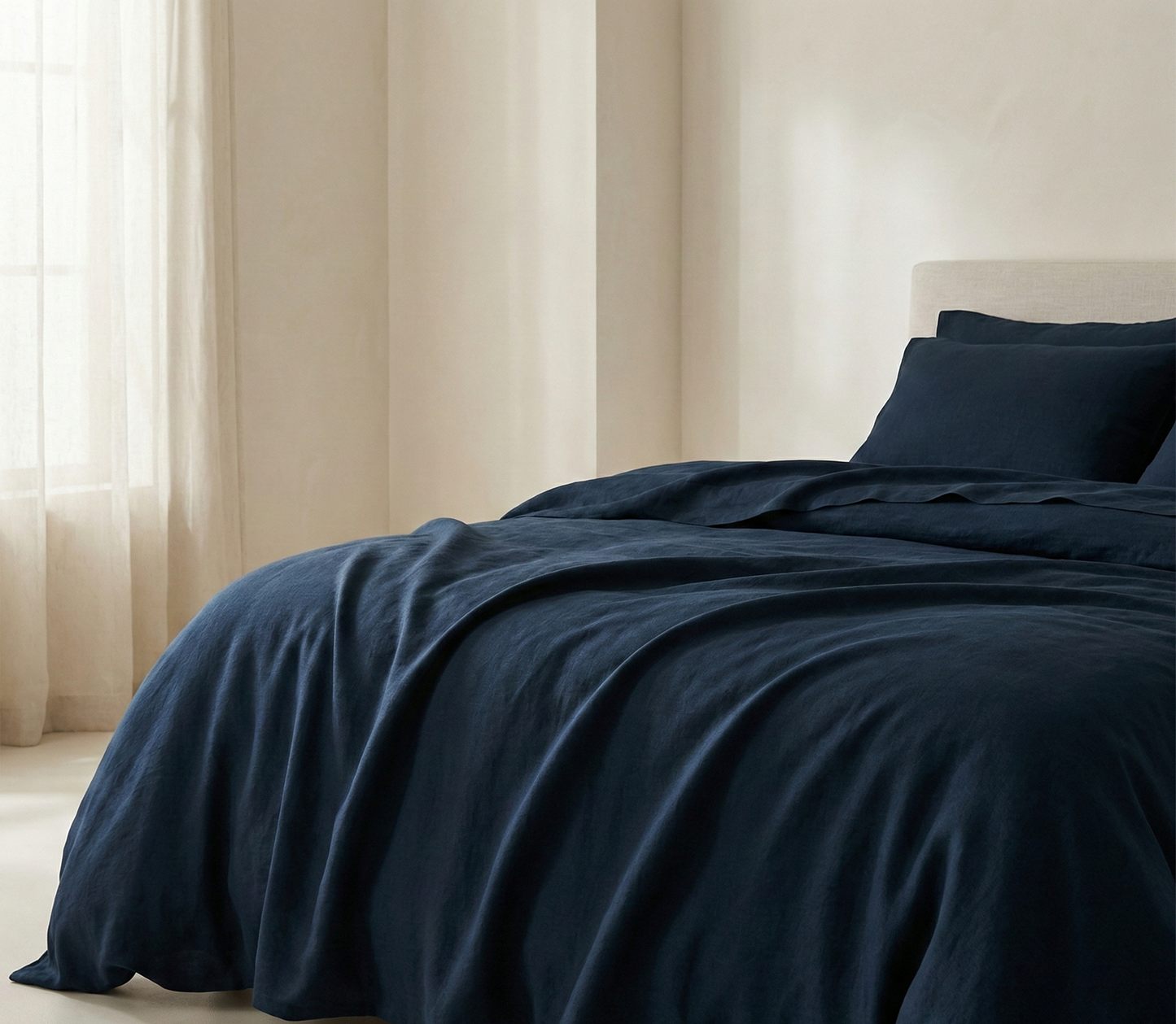 Linen Cotton Mix Duvet Set | 3 Piece Duvet Cover Set | Pre-washed
