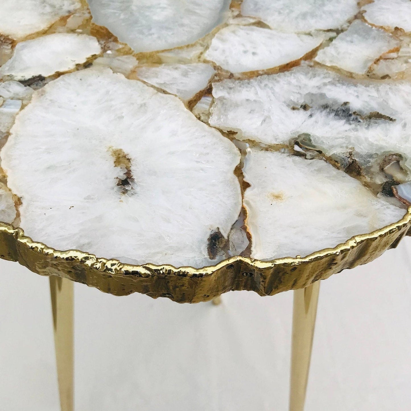 White Crystal Agate Organic Edge Side/Coffee Table