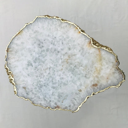 Large White Grey Agate/Single Piece/Crystal/Gemstone/Quartz Organic Edge Side/Coffee Table