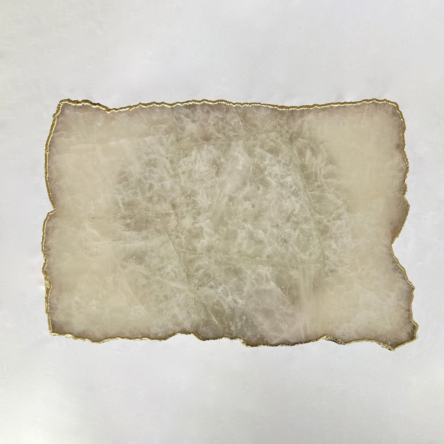 White Agate/Crystal/Gemstone/Quartz Organic Edge Side/Drink/Coffee Table