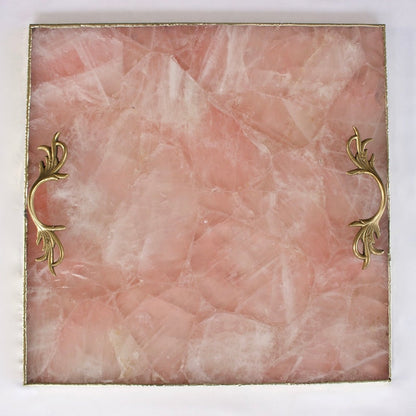 Rose Quartz Agate Square Tray