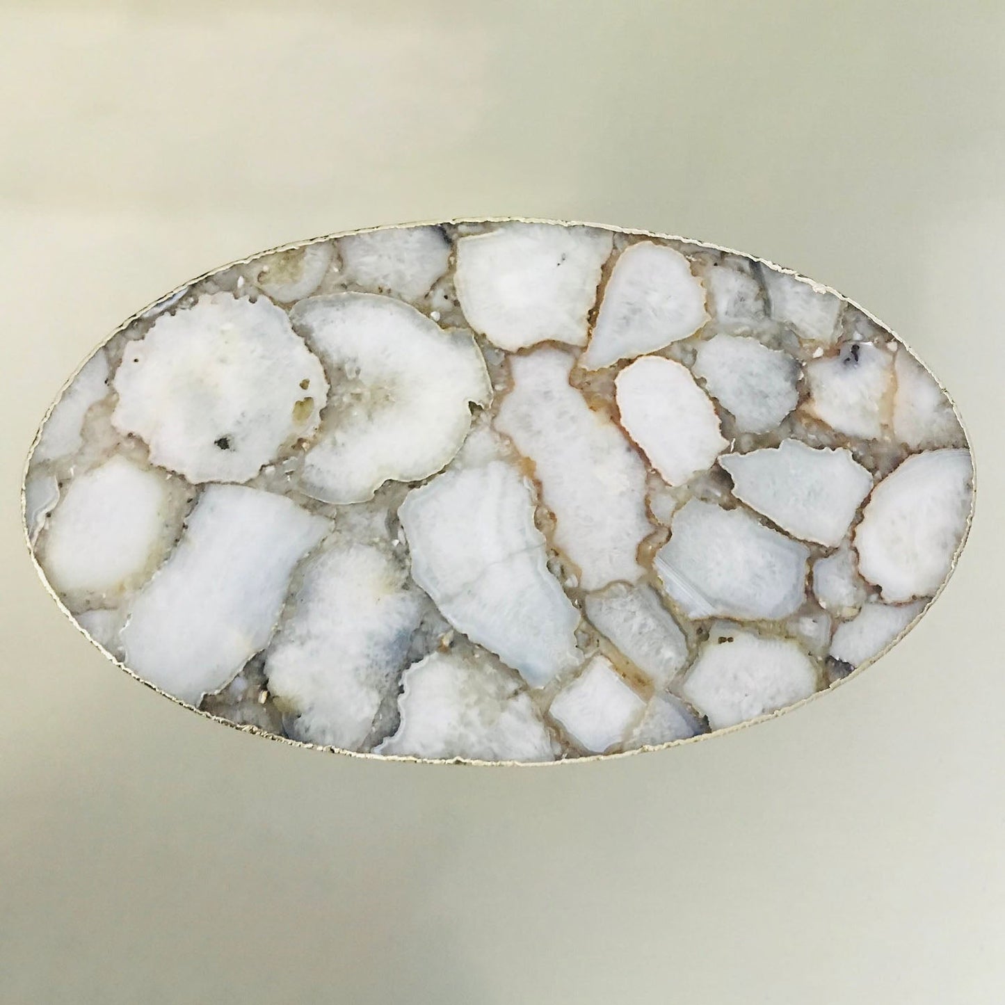 Oval White Agate/Crystal/Gemstone/Quartz Organic Edge Side/Drink/Table
