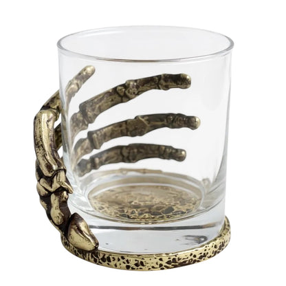 Set of 2 & Set of 4 – Skeleton Hand Whisky Glasses | Statement Barware & Halloween Drinkware | Gold, Silver or Antique Finish